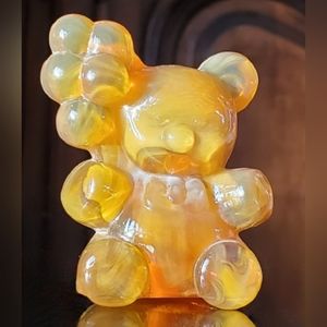 Vntg Boyd "Patrick the Bear" Carmel Slag Glass